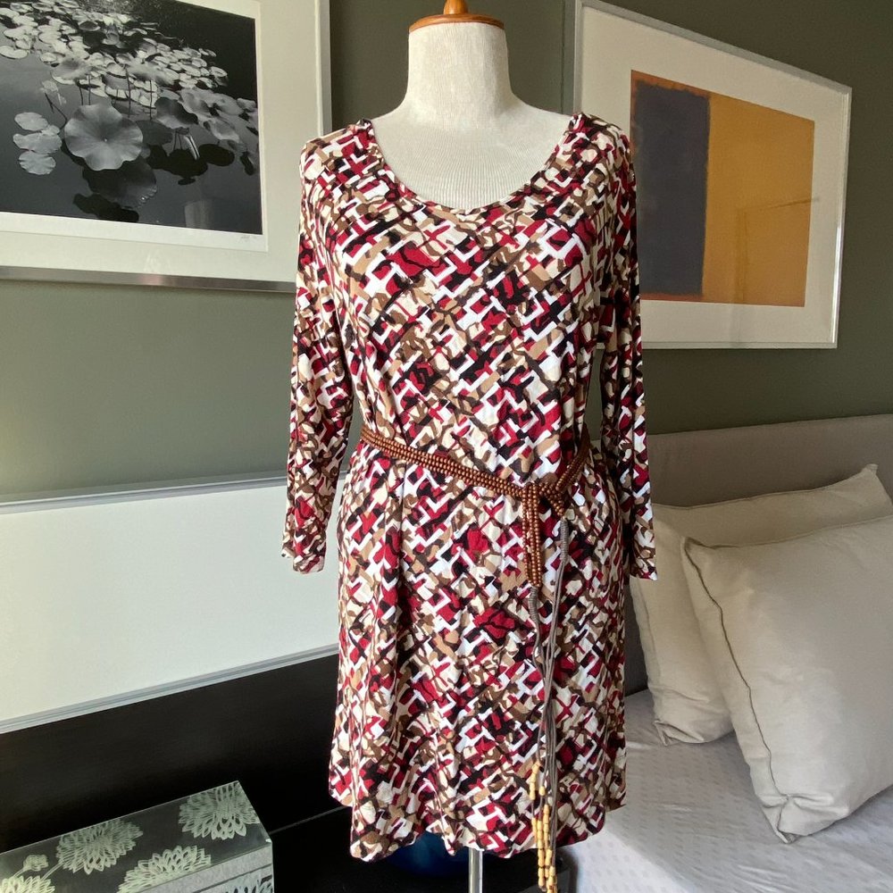 - J. Jill Loose Blouse Printed 3/4 Sleeved Top Stretchy Flowy SMALL     - J49